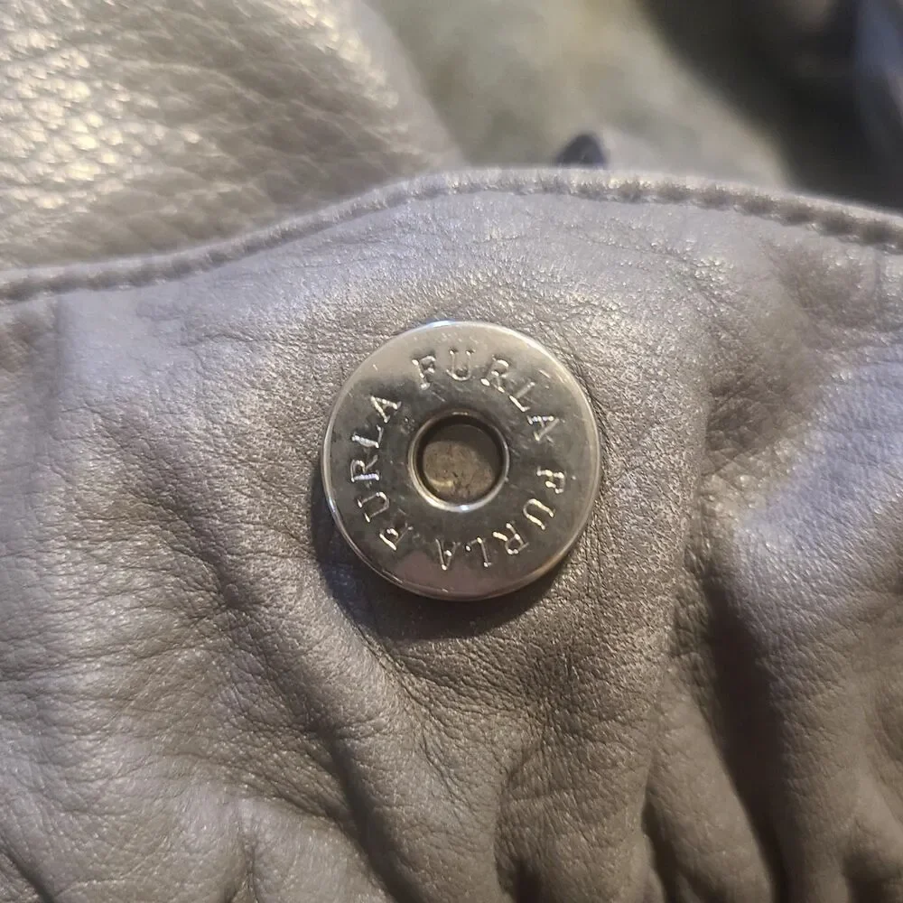 Furla | Grey Suede & Bow Accent Braided Strap Shoulder Shoulder Bag, Vintage Y2K